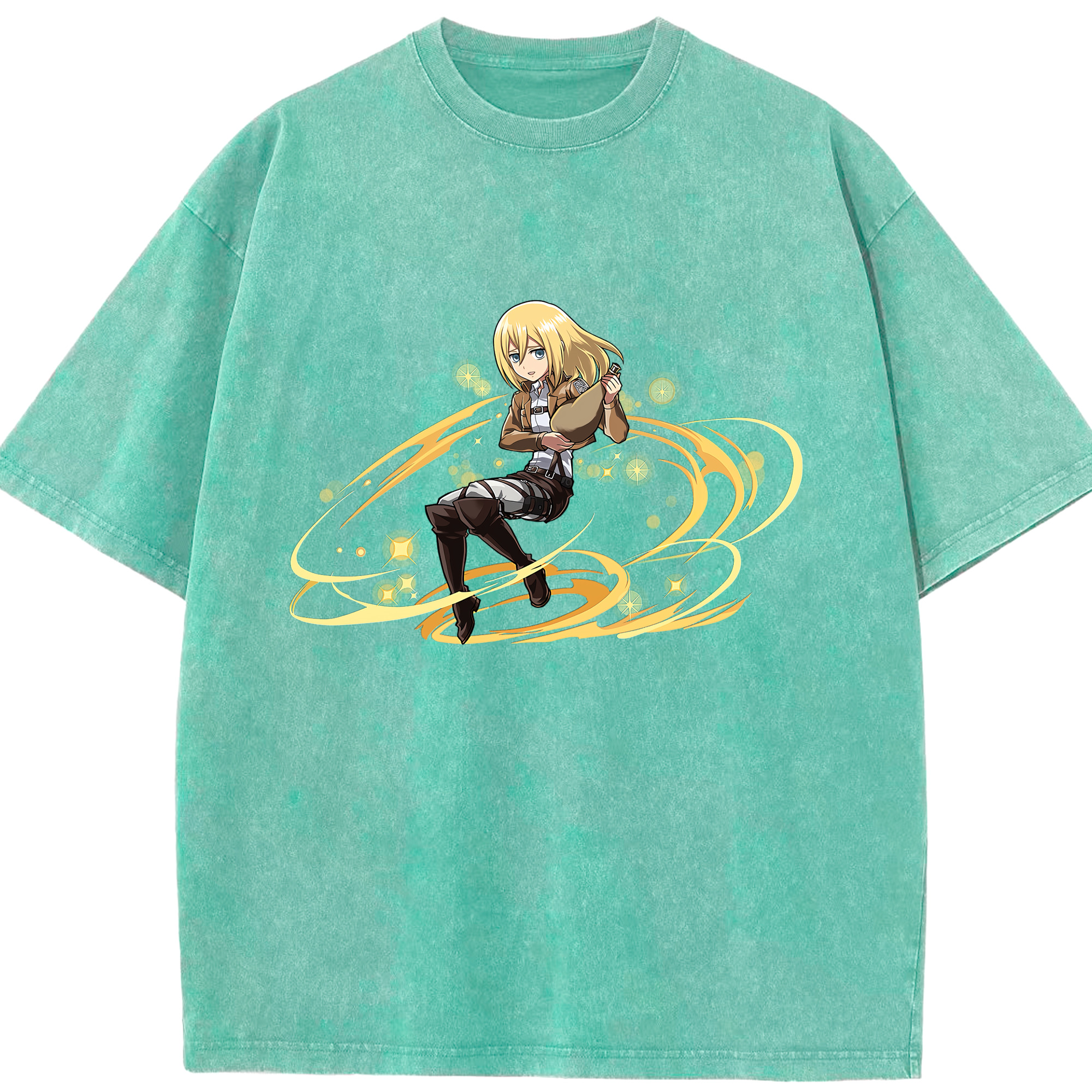 （画像用） 進撃の巨人 クリスタ·レンズ Attack on Titan Christa Lenz 綿100% ヴィンテージ風 半袖Tシャツ（フロントプリント）